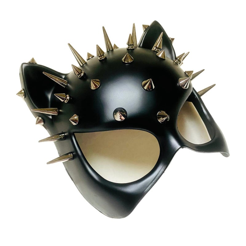 MasqStudio Red Black Cat Woman Dress up Cosplay Party Masquerade Mask Spiky Halloween (Black) - Image 5